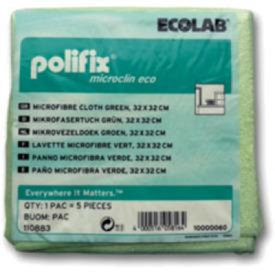 ECOLAB Polifix Utierky z mikrofázy zelené, balenie 5ks 32x32cm